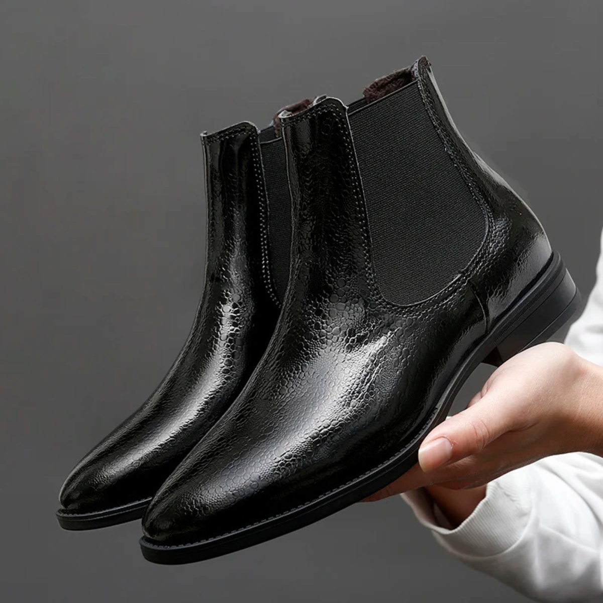 The Gerace Men’s Leather Slip On Chelsea Boots with Elastic Panel