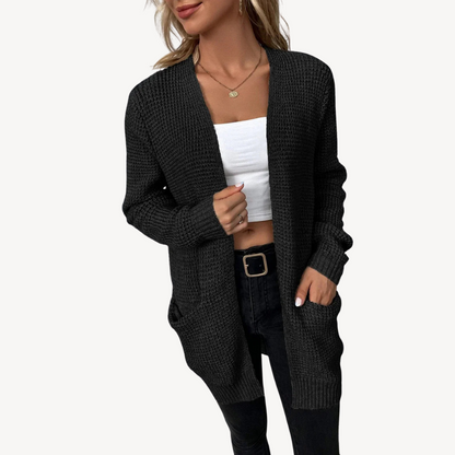 Ribbed Knit Cardigan with Pockets Women