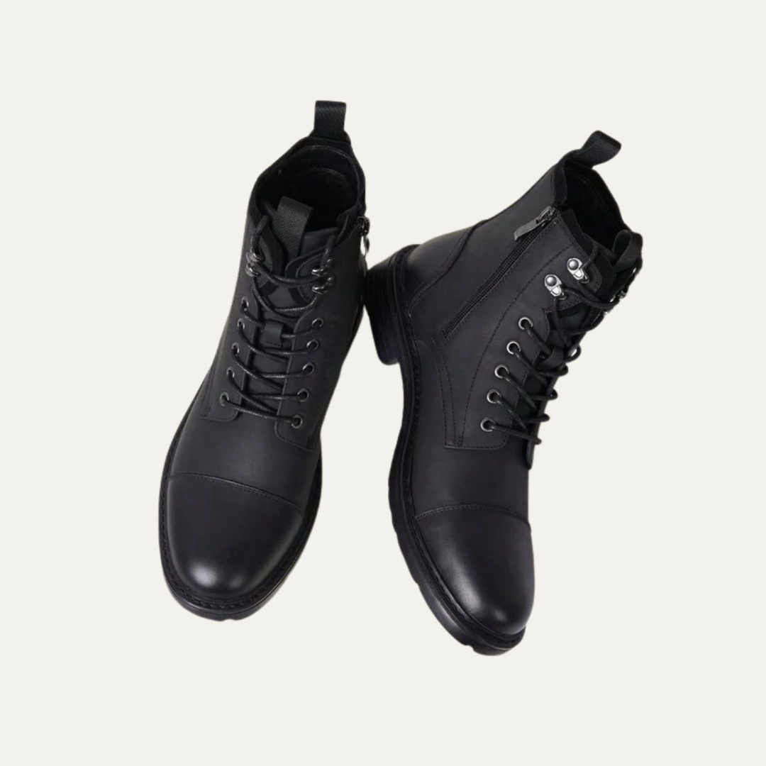 Men’s Cap Toe Lace Up Combat Style Ankle Boots