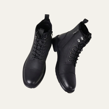 Men’s Cap Toe Lace Up Combat Style Ankle Boots