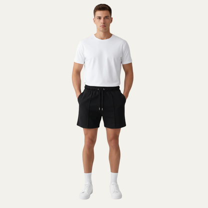 Men’s Casual Mid Thigh Knit Shorts with Stitched Crease