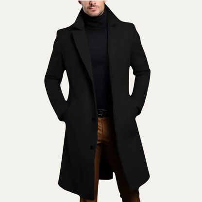 Men’s Long Tailored Three-Button Overcoat