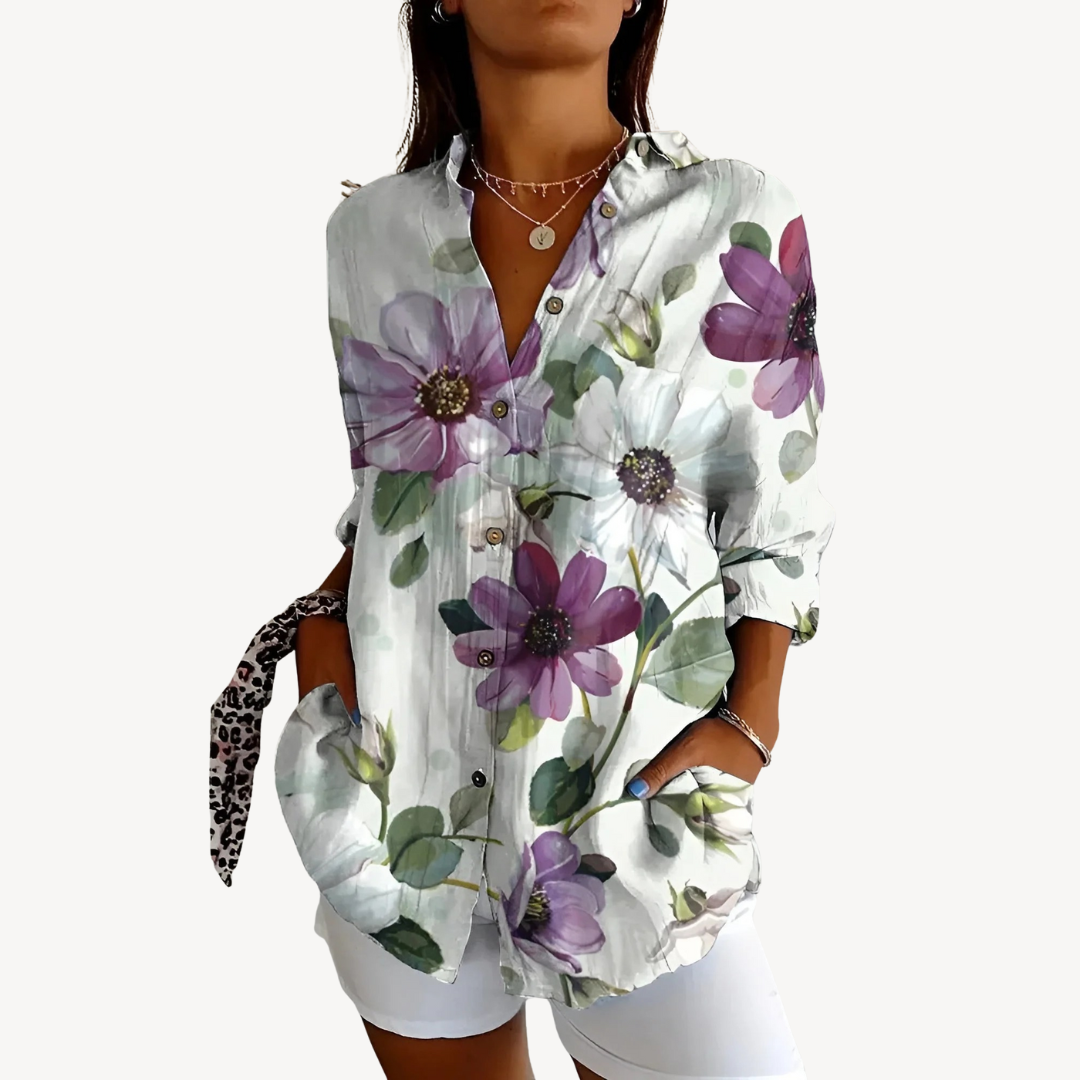 Print Button-Up Shirt Women