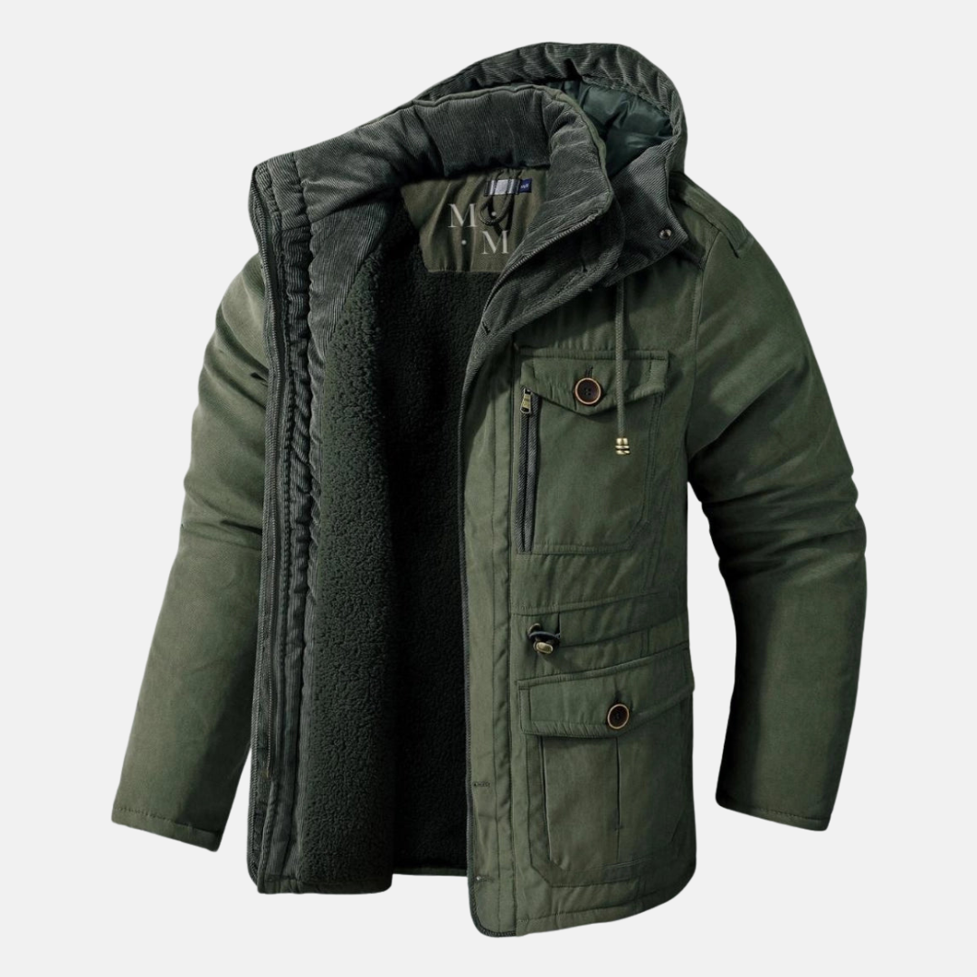 Men’s Parka Jacket – Regular Fit – Sherpa Lined – Ribbed Hood – Utility Pockets