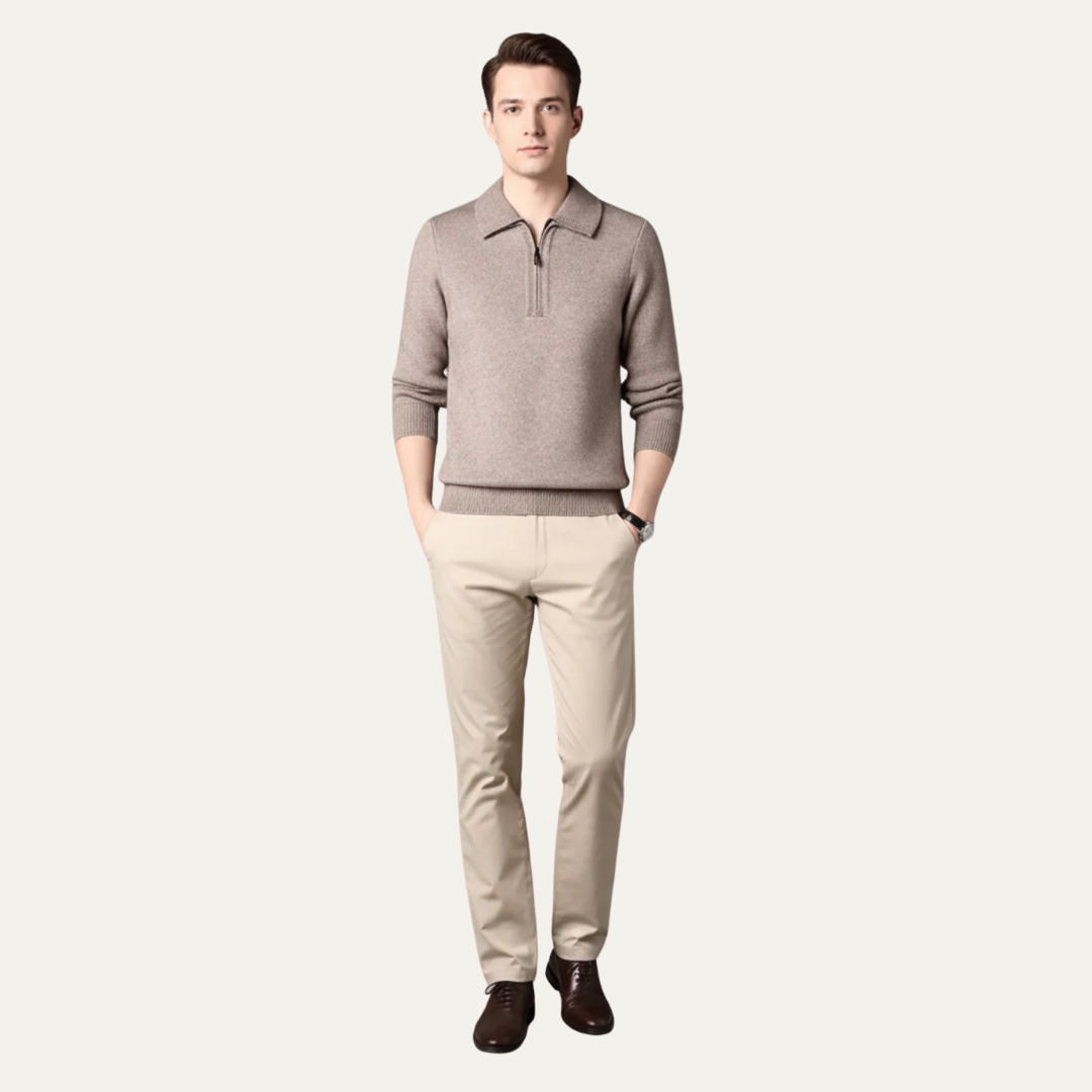 Men’s Tailored Zip Up Knit Sweater