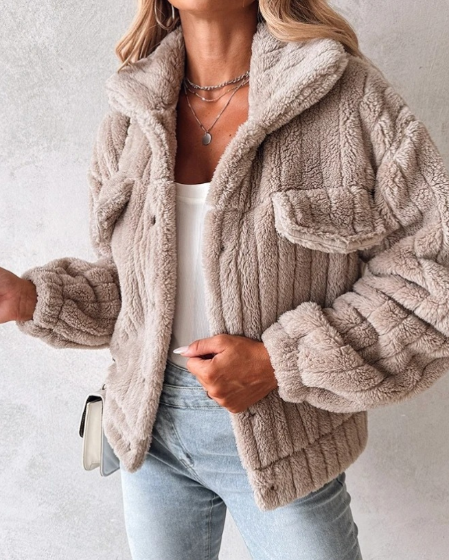 Soft Fleece Button Front Women's Coat