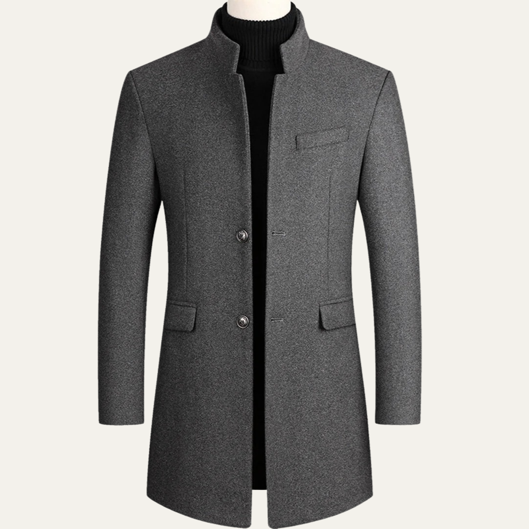 Men’s Mid Length Stand Collar Topcoat