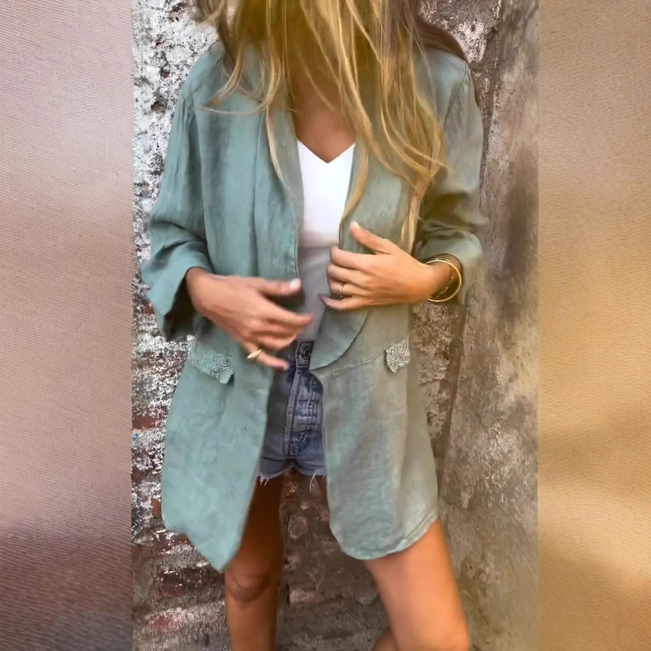 Classic Women's Open Front Blazer Jacket