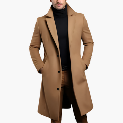 Men's Long Wool Coat – Waterproof Autumn Overcoat for Smart & Casual Wear