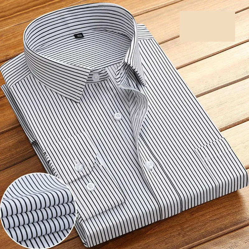 Classic Men's Striped Long Sleeve Dress Shirt