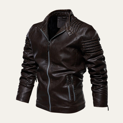 Men’s Quilted Biker Jacket with Snap Collar