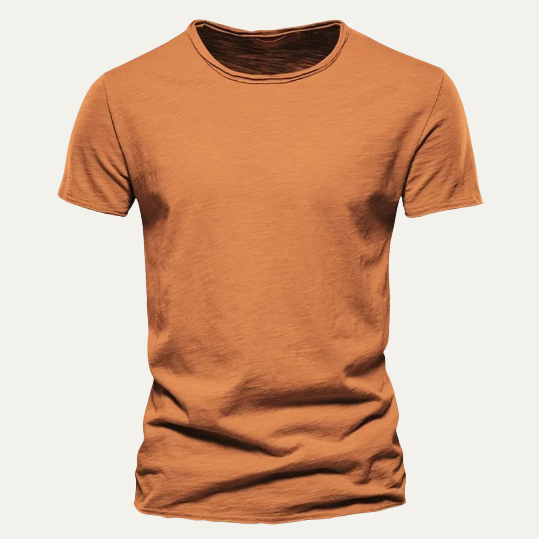 Men’s Fitted Raw Edge Crewneck T Shirt