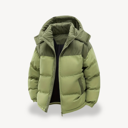 Men's Puffer Jacket with Corduroy Hood
