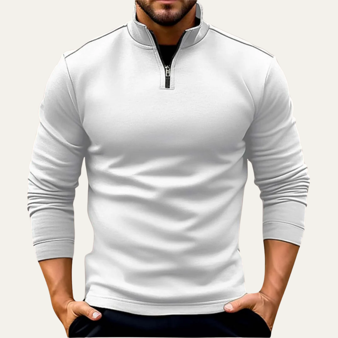 Men’s Fitted Quarter Zip Stand Collar Pullover