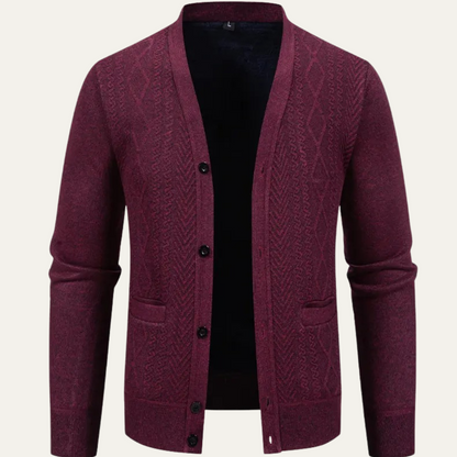 The Llangollen Men's Button Up Casual Knit Cardigan with Pockets