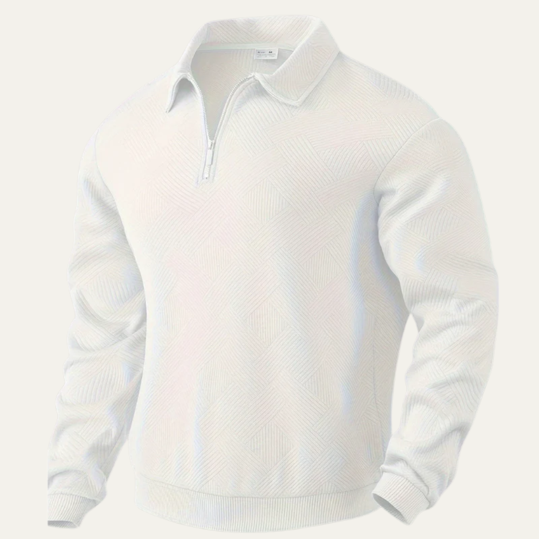 Men’s Textured Quarter Zipper Polo Sweater