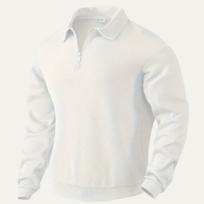 Men’s Textured Quarter Zipper Polo Sweater