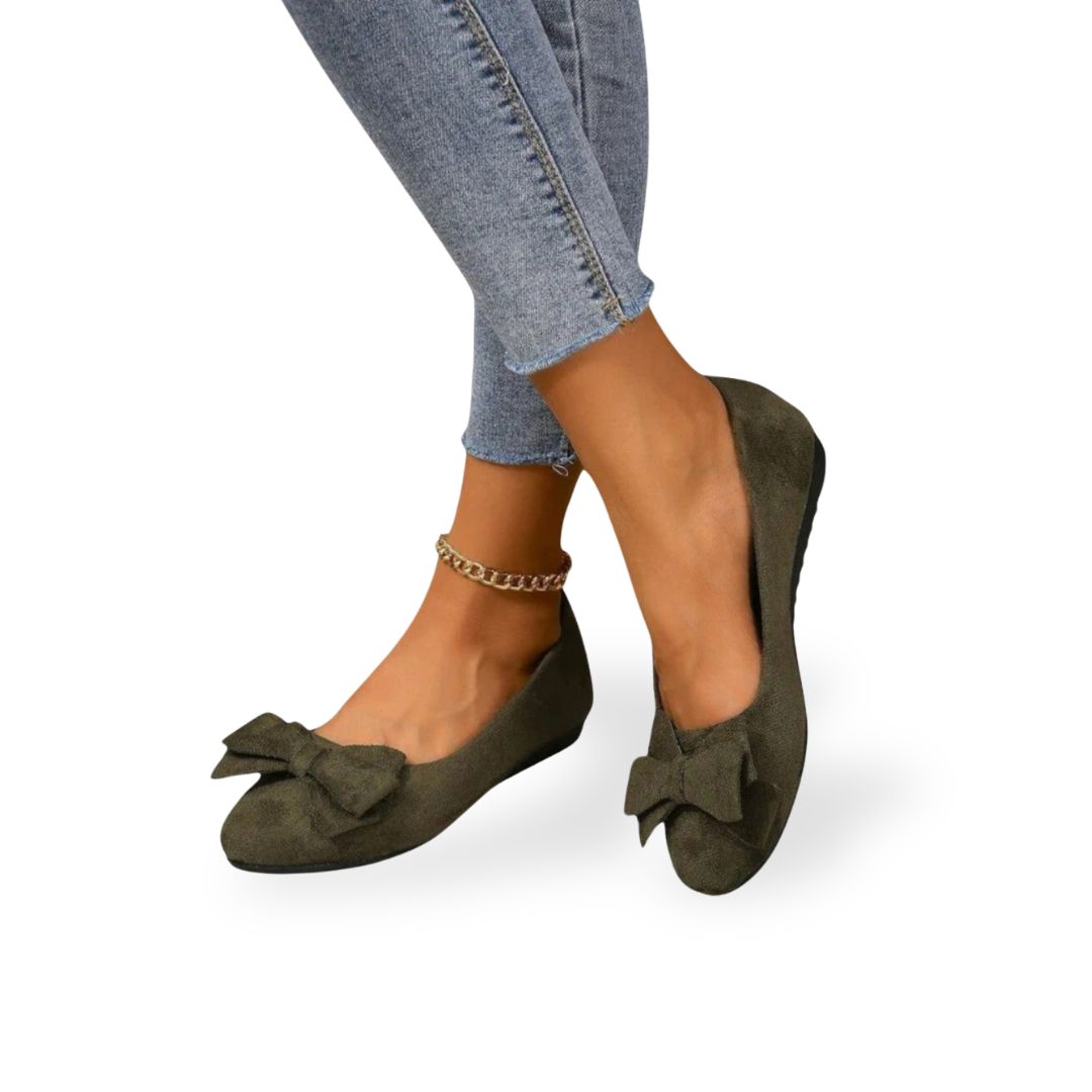 Suede Bow Orthopedic Flats Women
