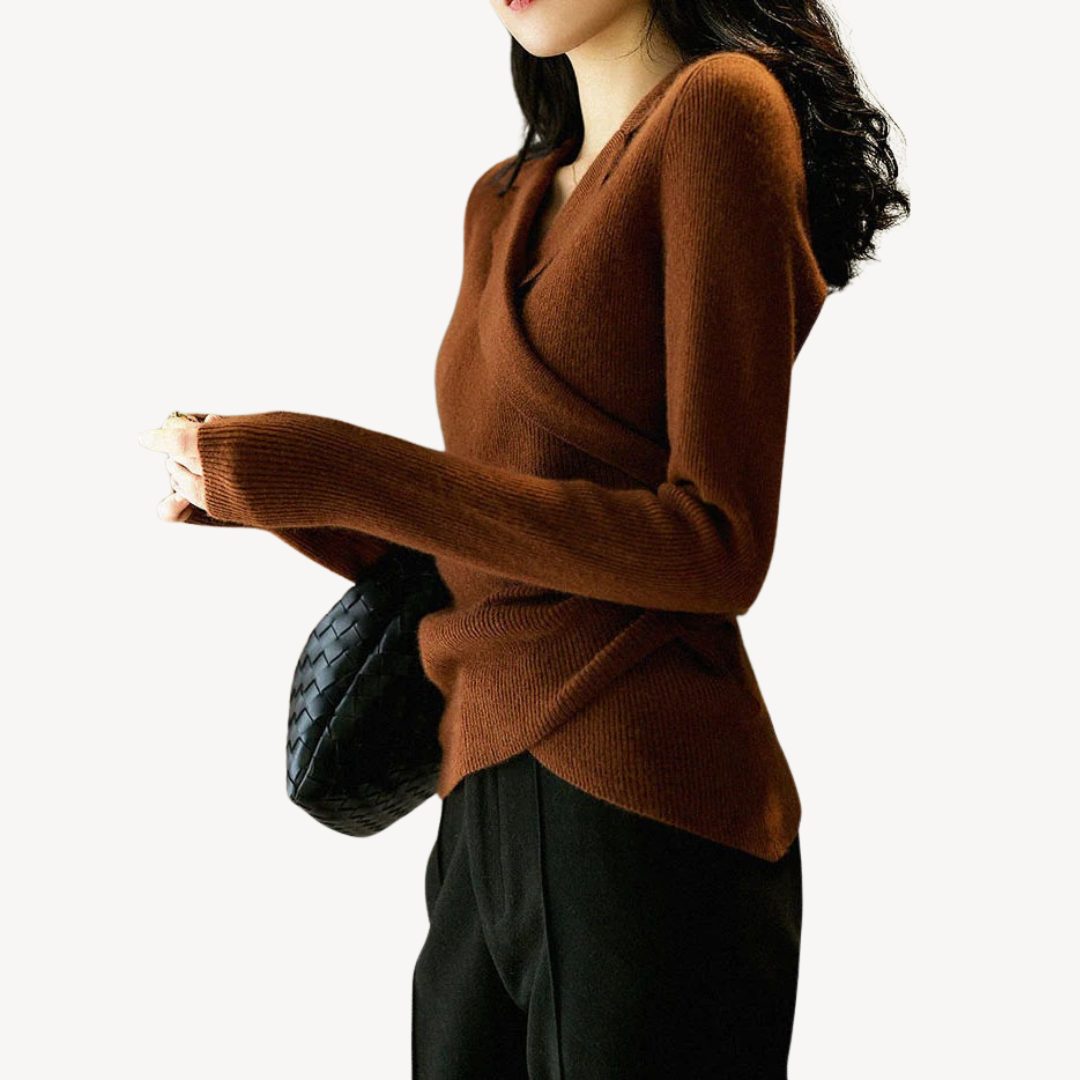 Women's Knit Wrap V-Neck Sweater