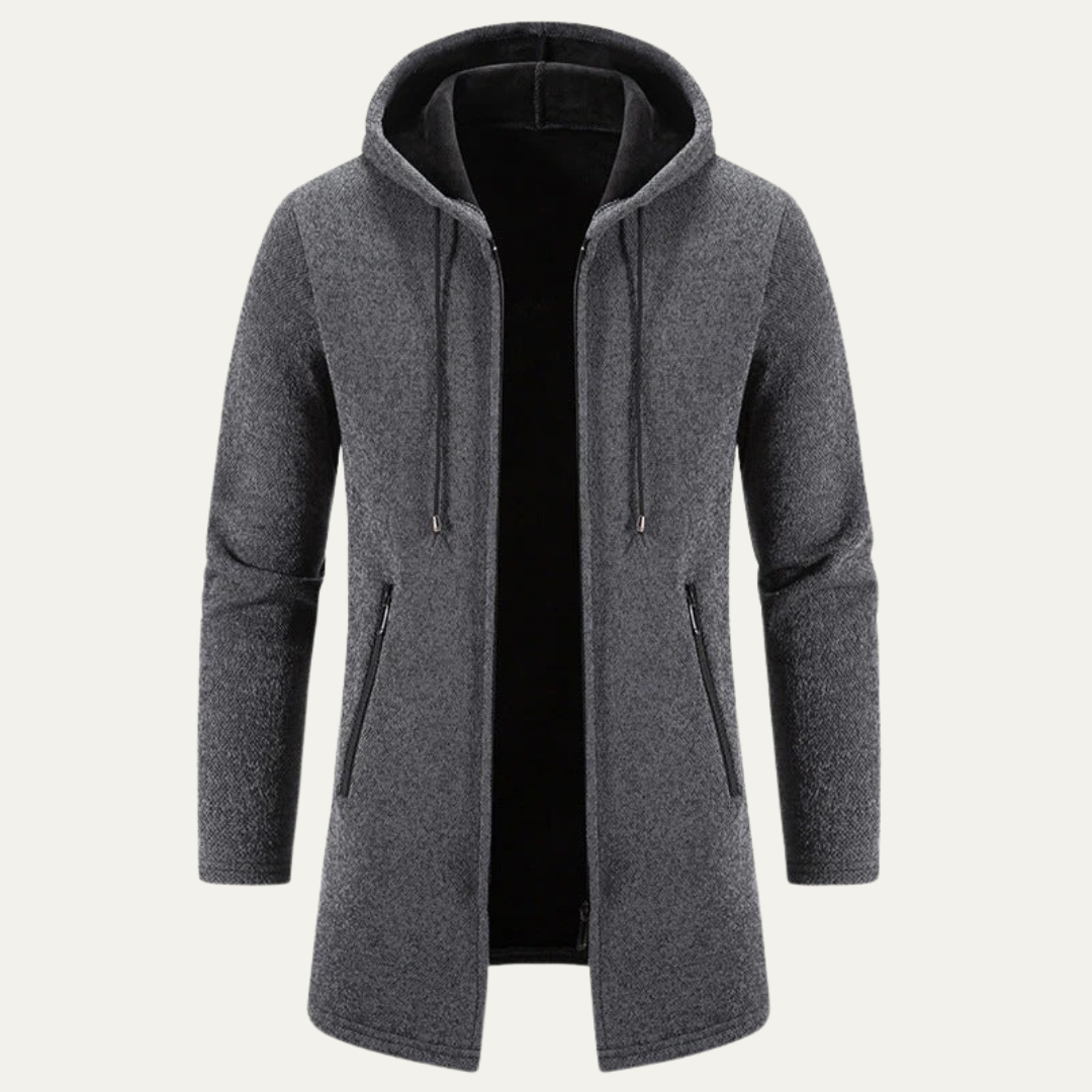 Men’s Longline Textured Hooded Zip Jacket