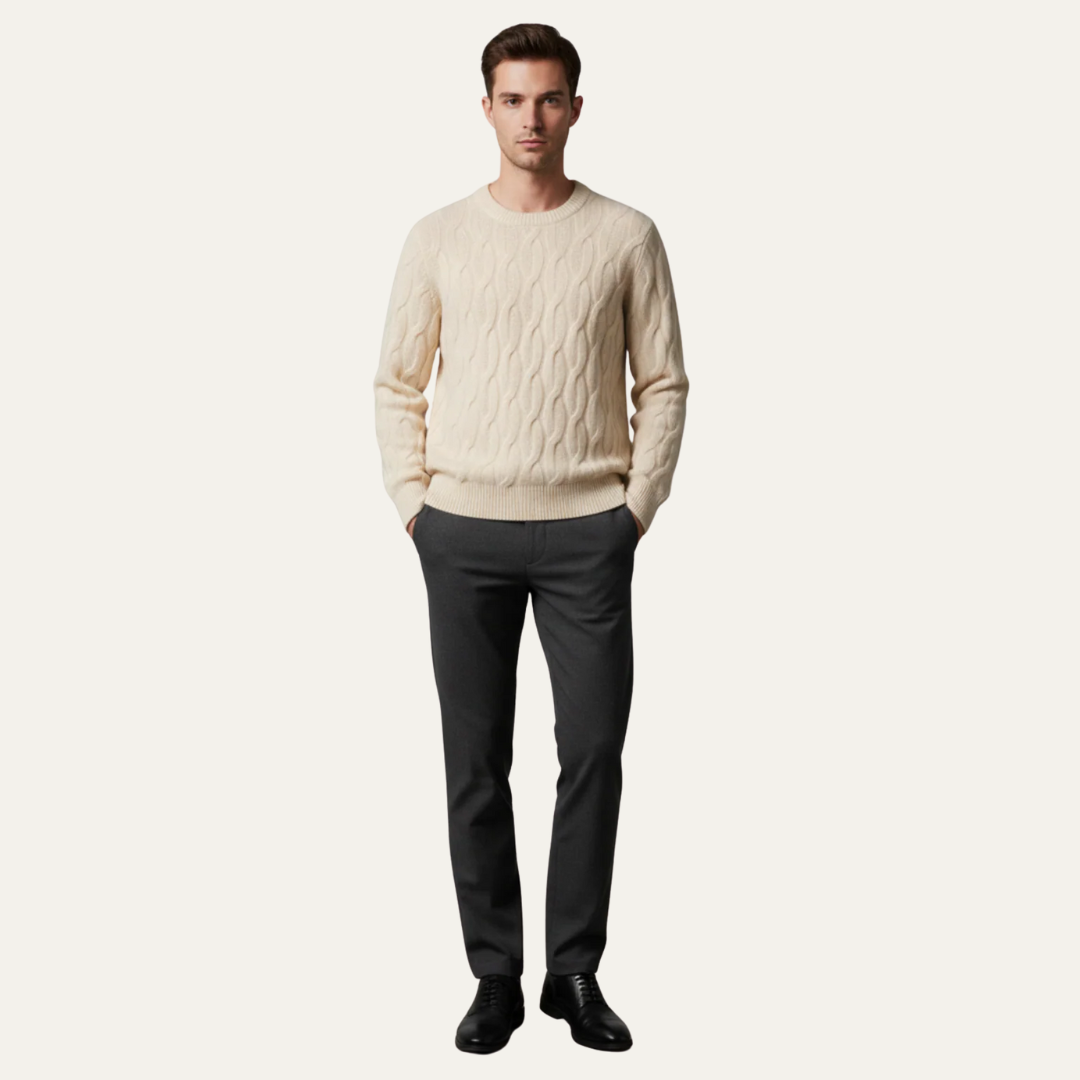 Men’s Classic Cable Knit Round Neck Sweater