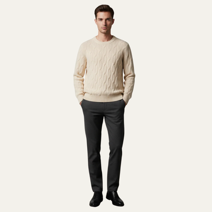 Men’s Classic Cable Knit Round Neck Sweater
