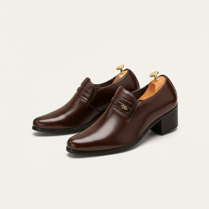 The Lazise Men’s Cuban Heel Dress Shoes – Leather Slip On Formal Loafers