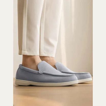 Men’s Suede Driving Moccasins with Metal Keeper Detail