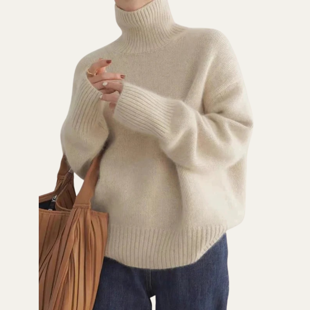 Women’s Oversized Ribbed Turtleneck Knit Sweater