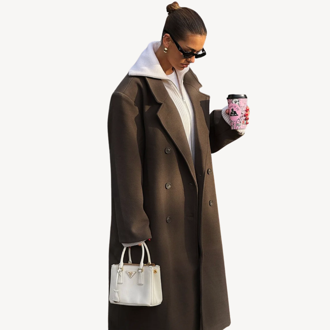 Women's Wool Blend Button Front Long Coat