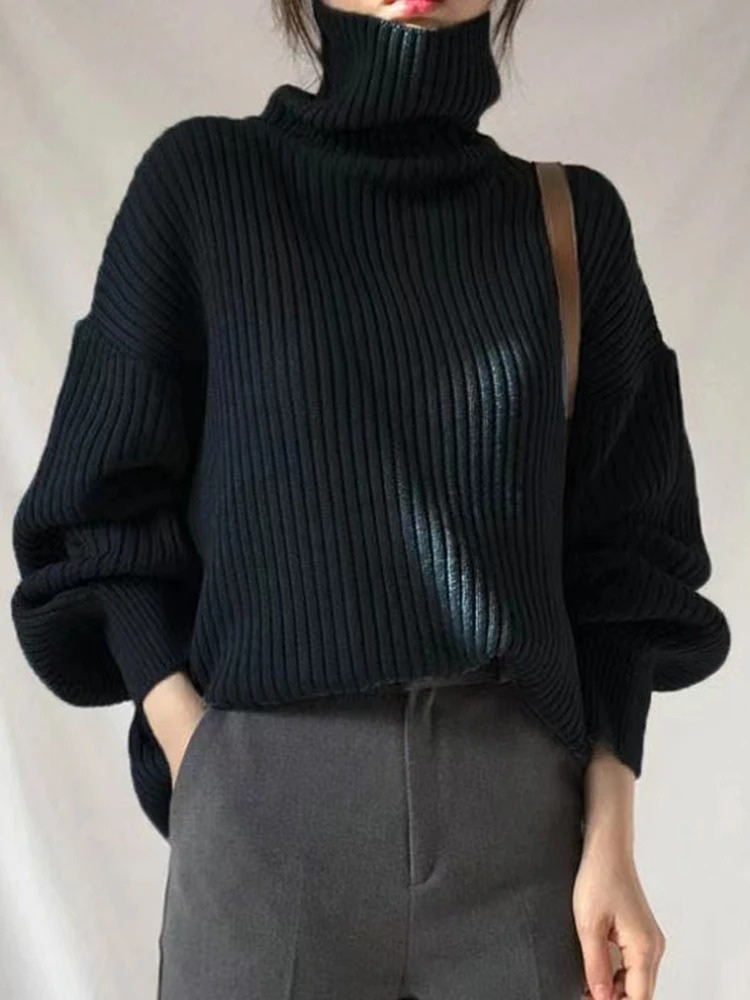 Warm Chunky Knit Turtleneck Sweater for Women