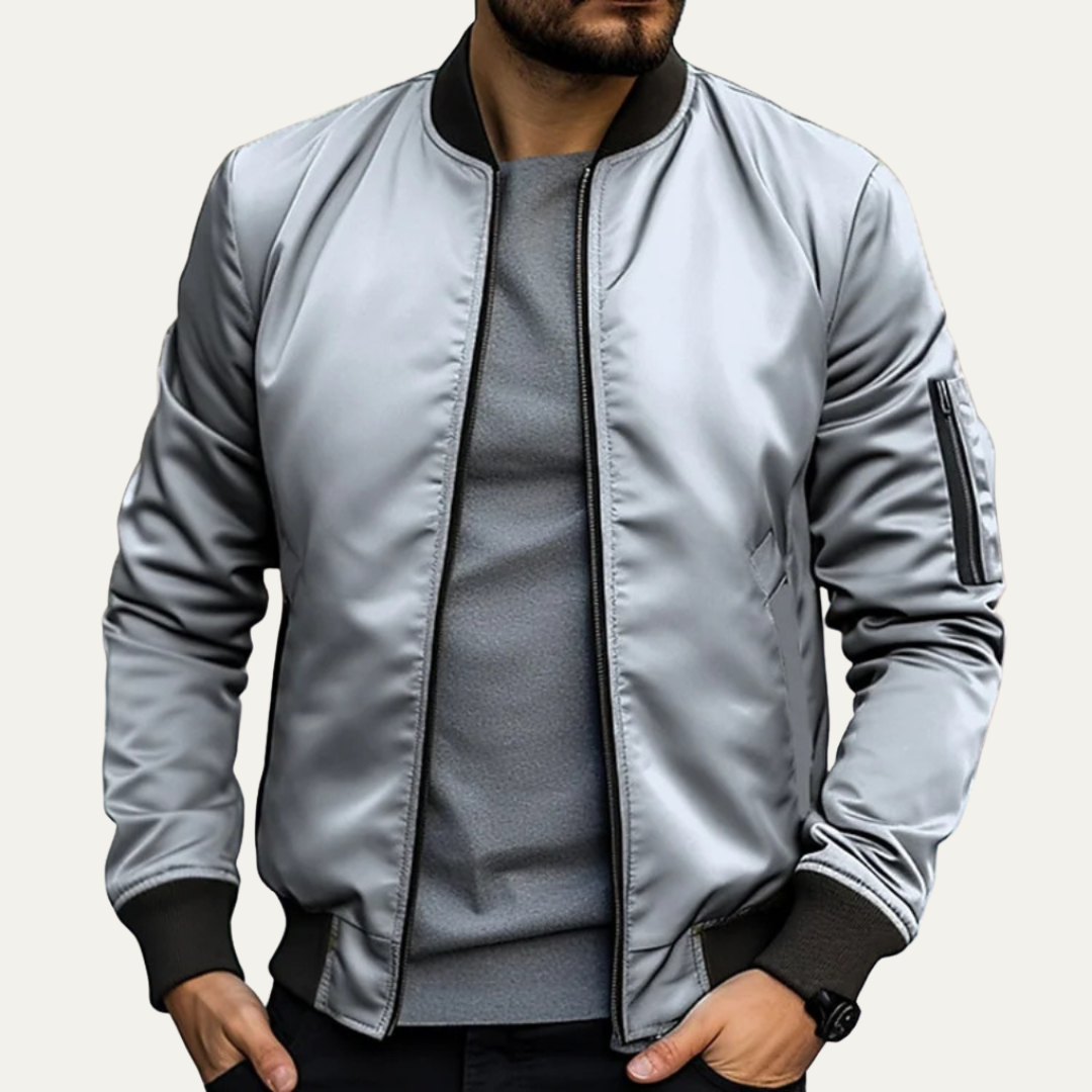 Men’s Classic Ribbed Collar Bomber Jacket
