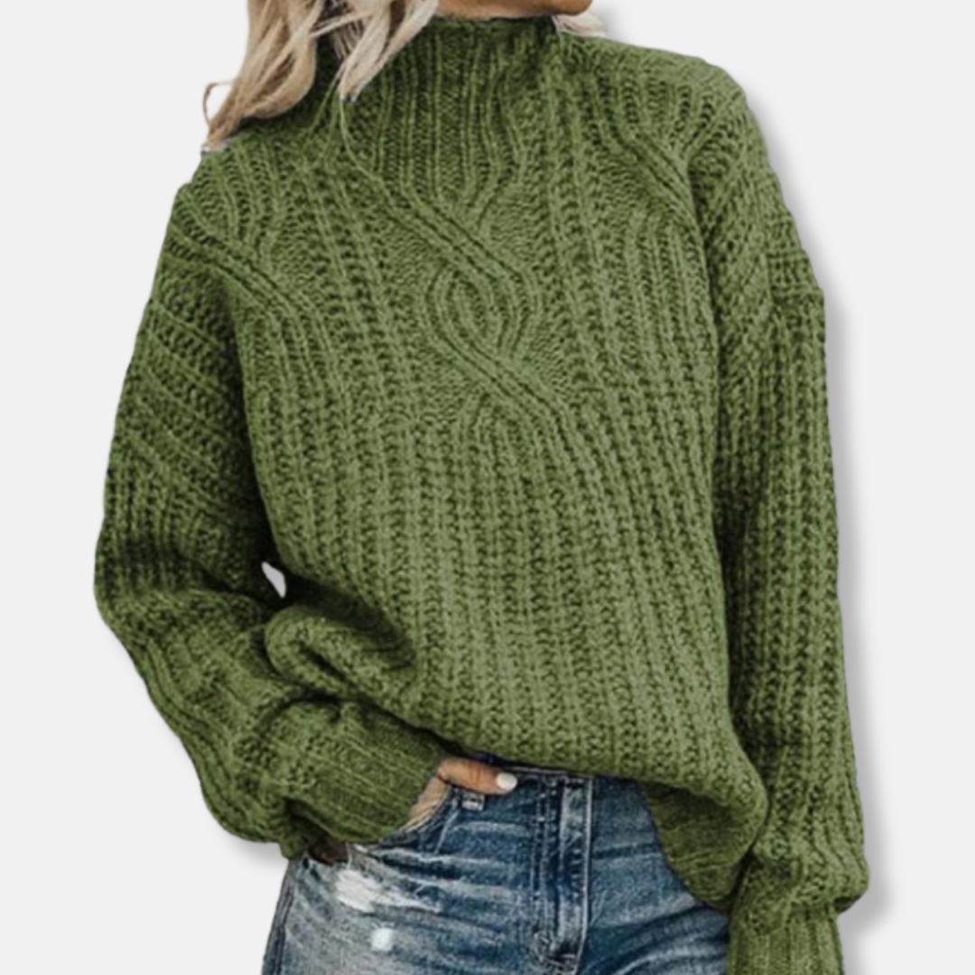 Stella Oversized Knitted Sweater | Turtleneck Long Sleeve Sweater
