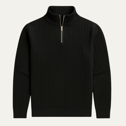 Men’s Mock Neck Quarter Zip Ribbed Sweater