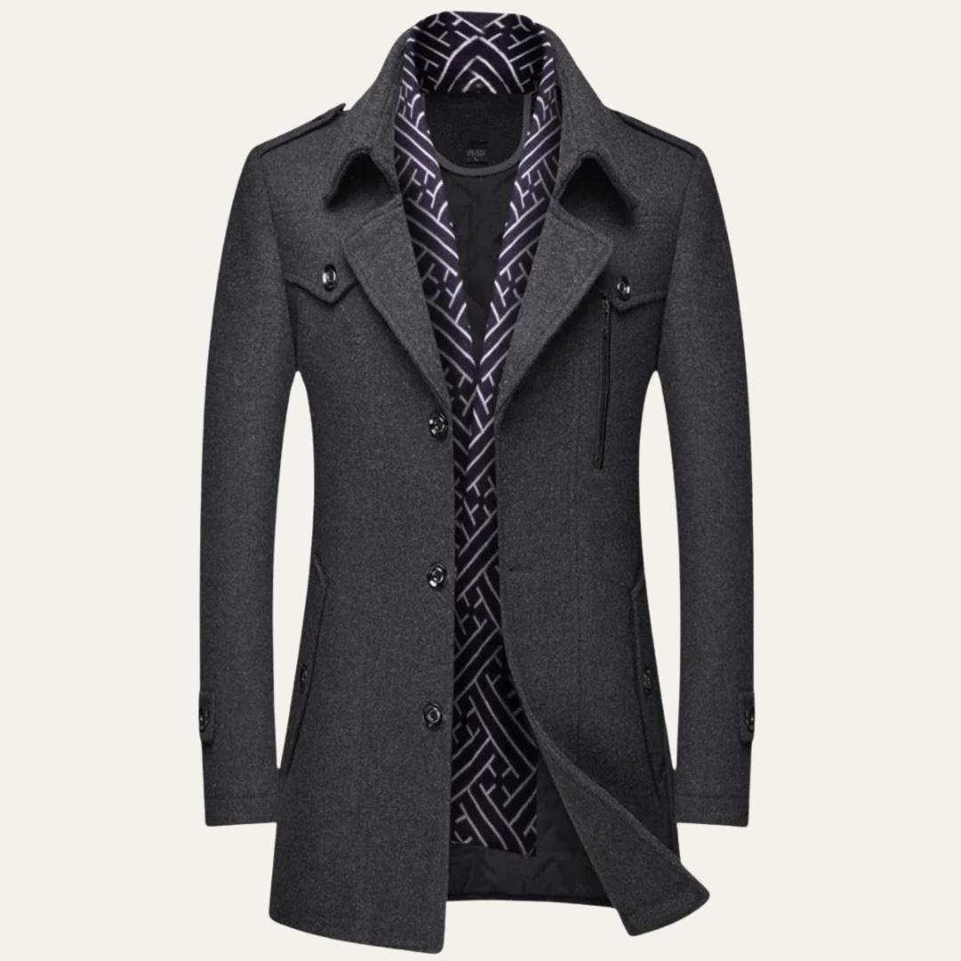 Men’s Layered Collar Peacoat Jacket