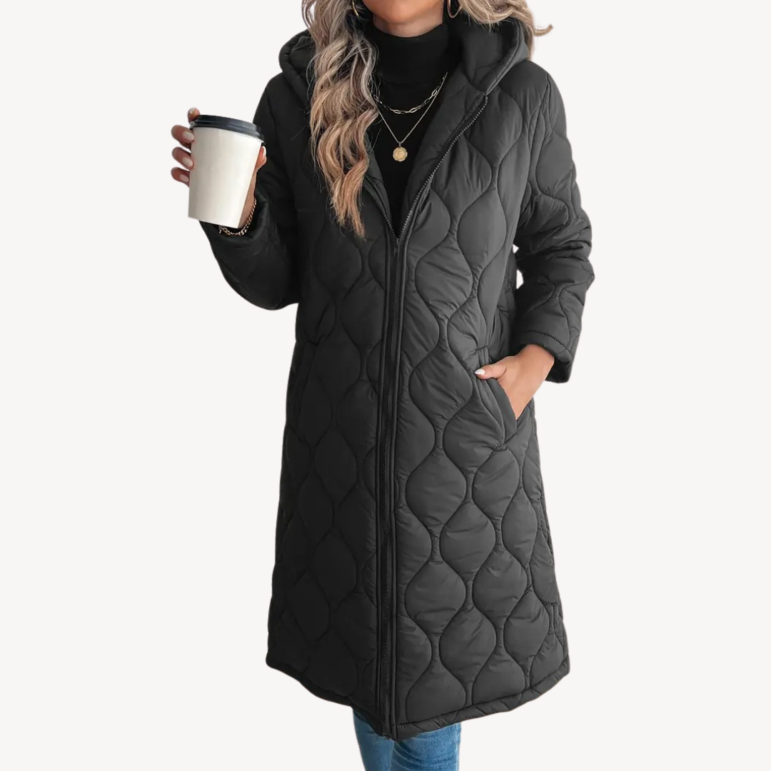 Women's Black Quilted Hooded Puffer Coat