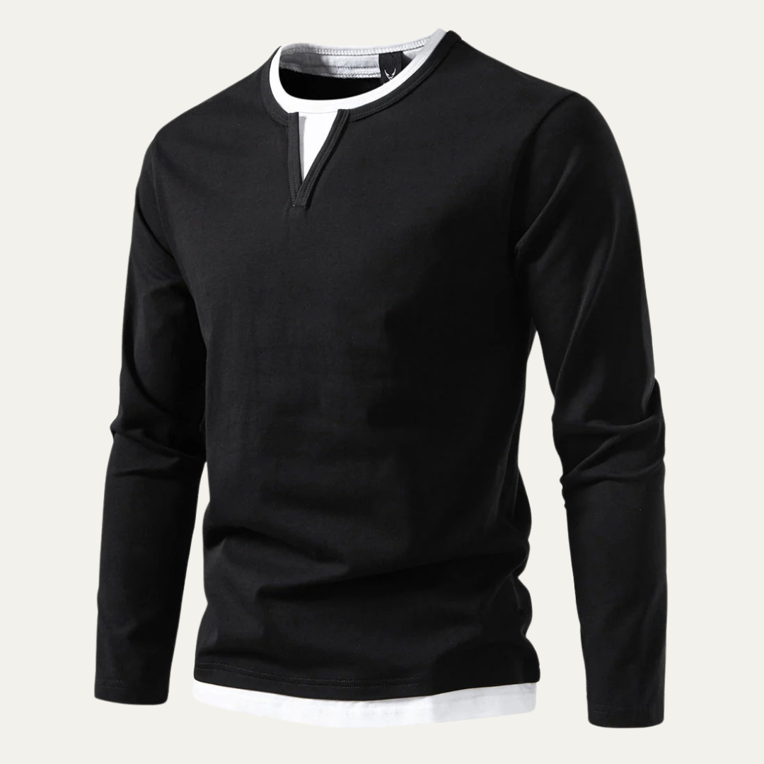 Men’s Layered Look Knit V Notch Shirt