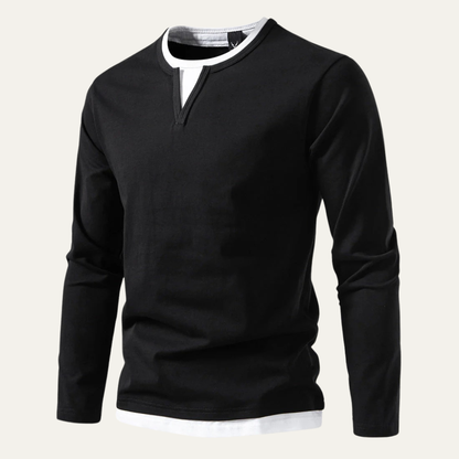Men’s Layered Look Knit V Notch Shirt