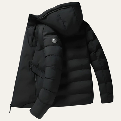 Men’s Hooded Wide Quilt Full Zip Puffer Jacket