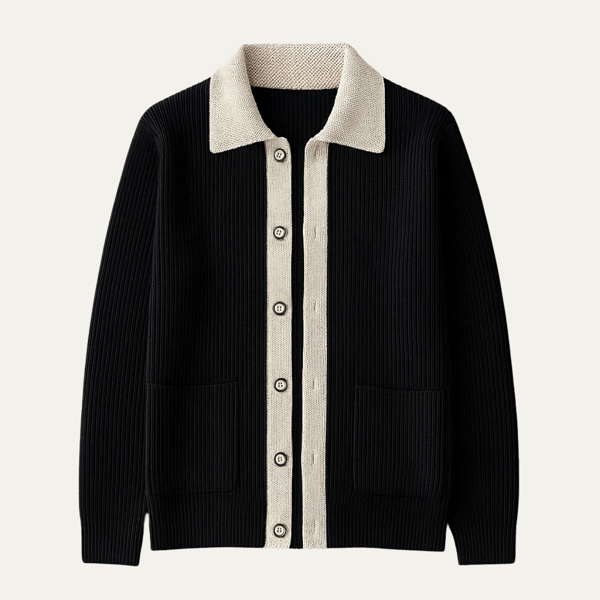 Men’s Contrasting Shawl Collar Button Front Cardigan