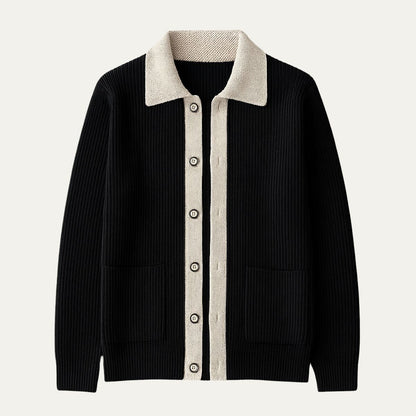 Men’s Contrasting Shawl Collar Button Front Cardigan