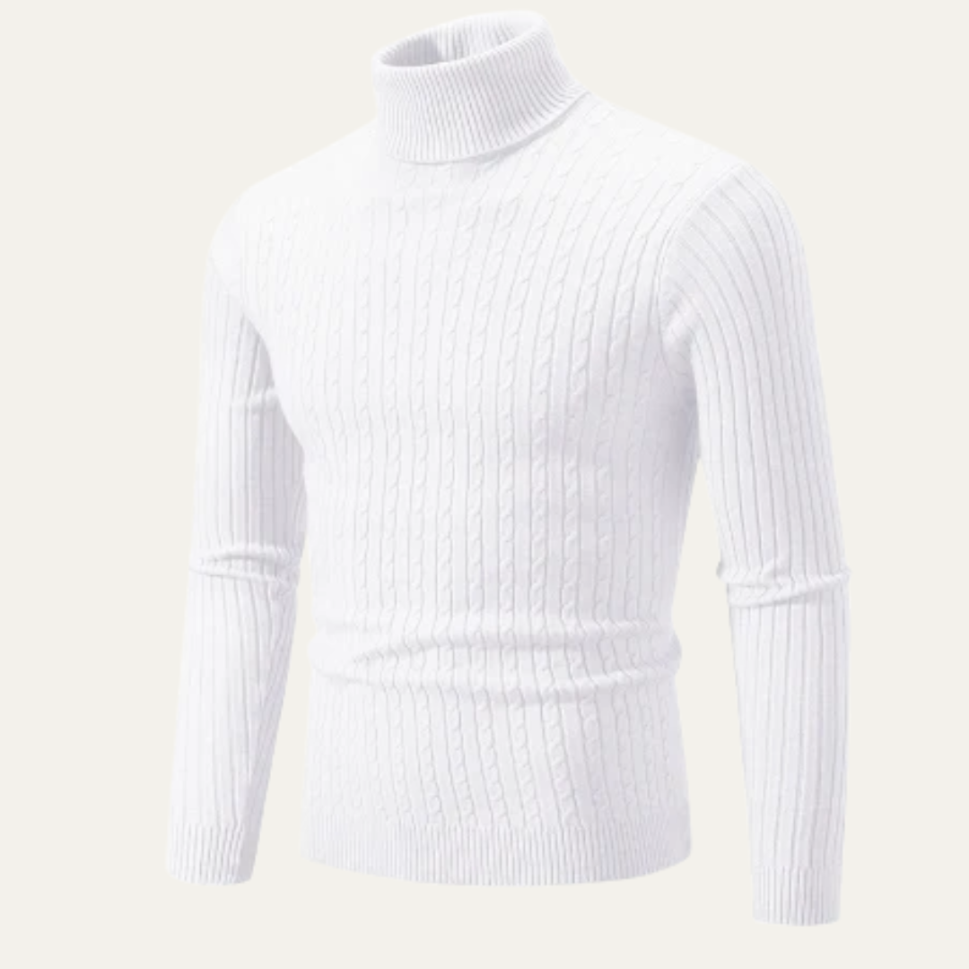 Men’s Slim Fit Cable Knit Turtleneck Sweater