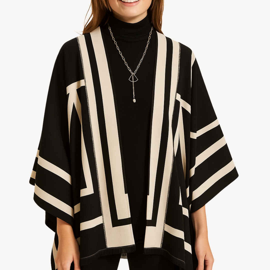 Geometric Print Kimono Shawl for Women