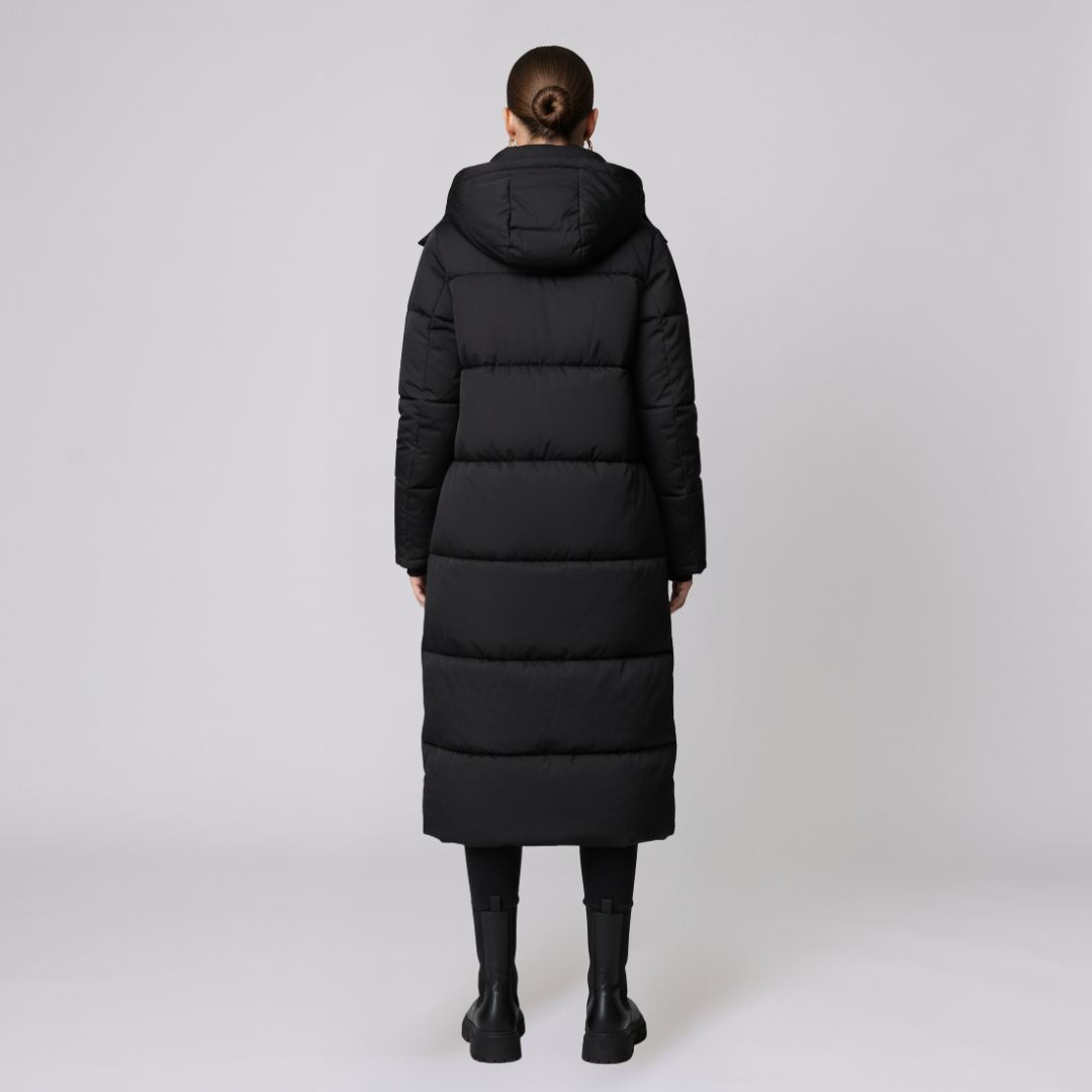 Yvonne | Puffer Coat - Quilted Full-Length Oversized Hooded Outerwear for Women