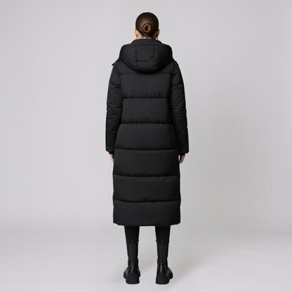 Yvonne | Puffer Coat - Quilted Full-Length Oversized Hooded Outerwear for Women