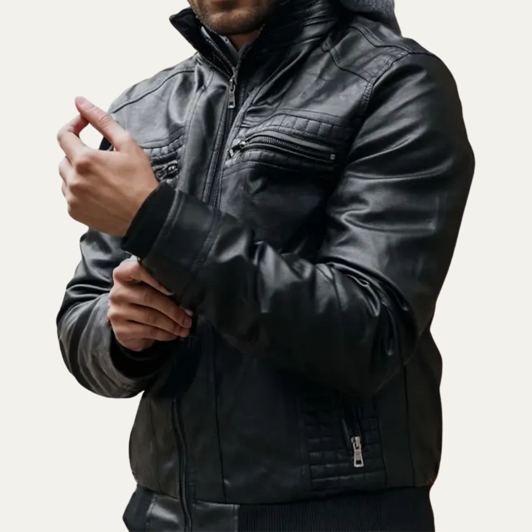 Men’s Hybrid Faux Leather Motorcycle Jacket