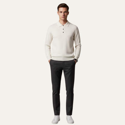 Men’s Long Sleeve Knit Polo Sweater