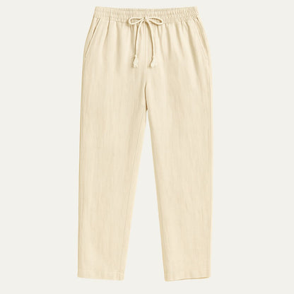 The Old Money Beige Linen Pants for Men