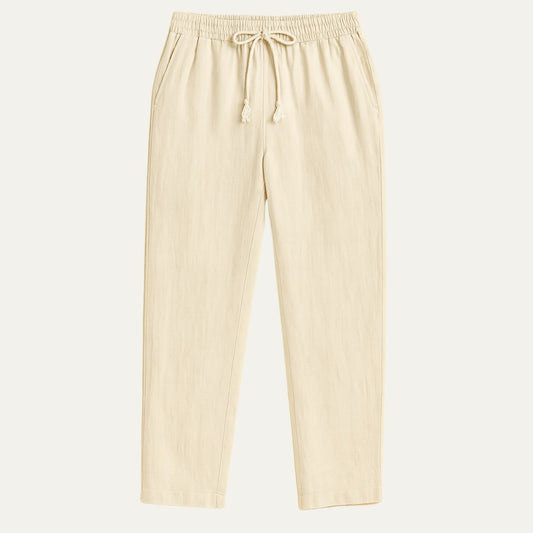 The Old Money Beige Linen Pants for Men