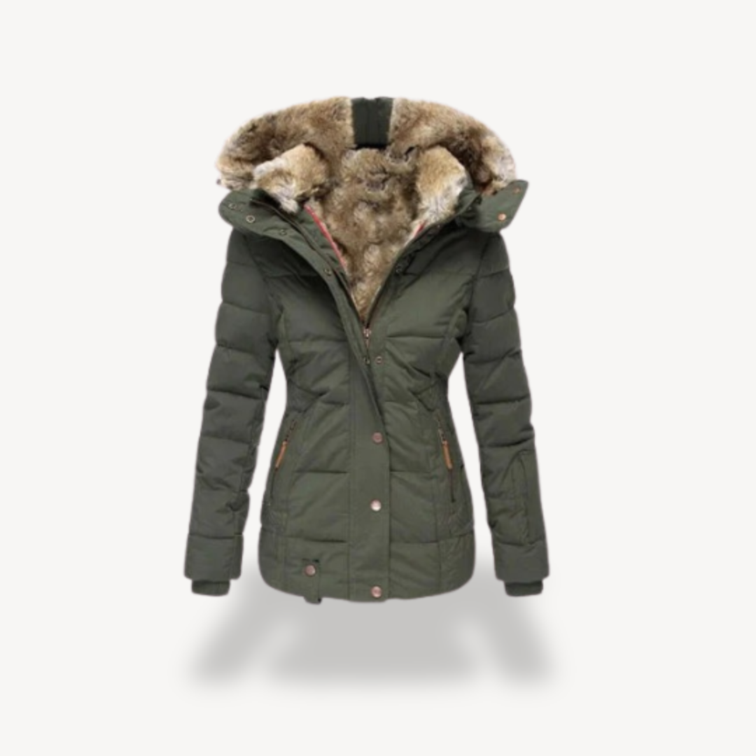 Padded Faux Fur Hooded Jacket Women